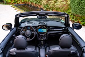 MINI Cooper SE convertible. black openview
